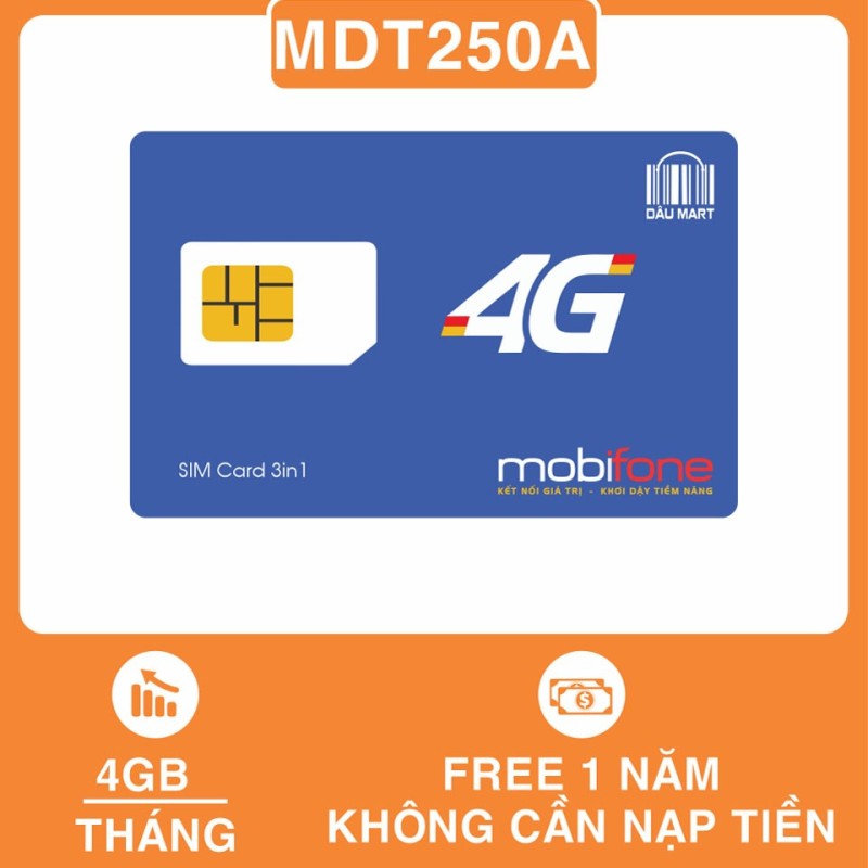 SIM MDT250A Dùng 4G Trọn Gói 1 Năm Của Mobifone Không Cần Nạp Tiền Không Mất Phí, Tặng 4GB / Tháng x 12 Tháng, Mua Về Gắn Vào Máy Dùng Ngay - DMC Telecom