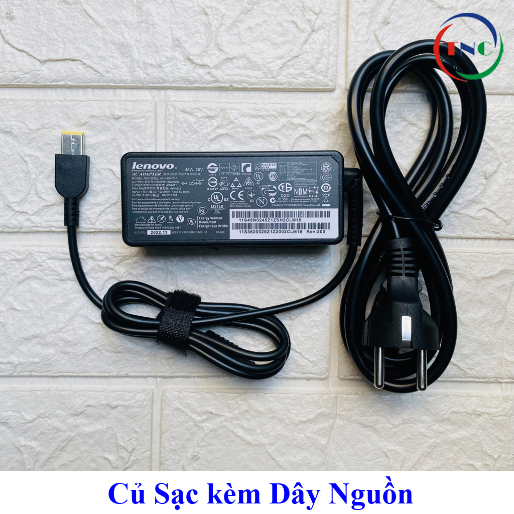 Sạc laptop lenovo 20v 2.25a 45w chân vuông usb
