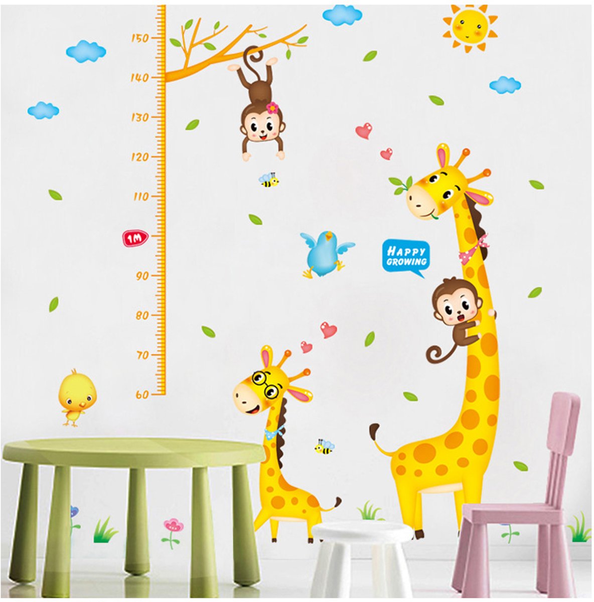 DECAL DÁN TƯỜNG THƯỚC ĐO HƯƠU VÀNG 3