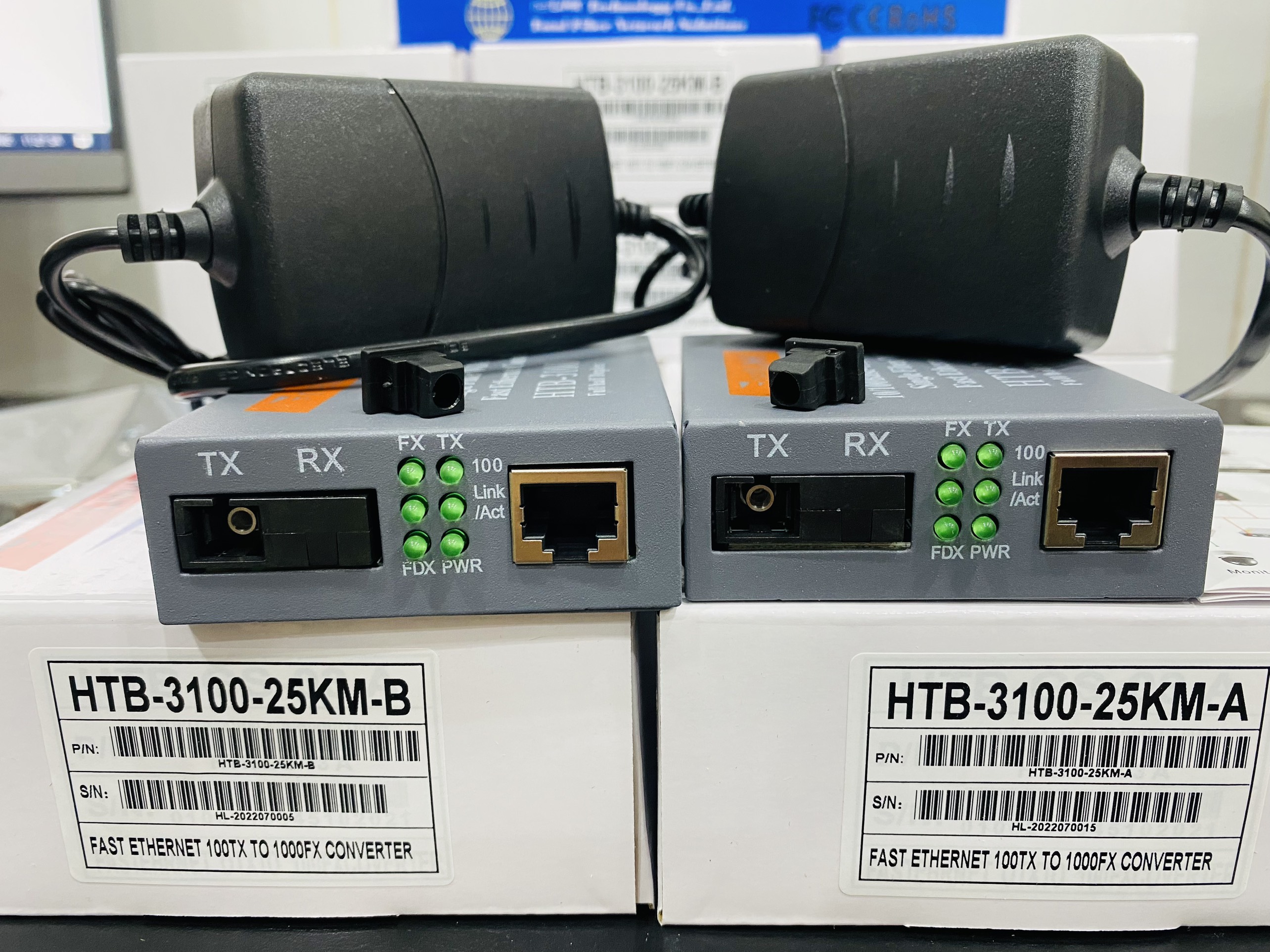 Converter quang NETLINK 1 sợi HTB-3100 A-B 10/100 Nguồn tốt