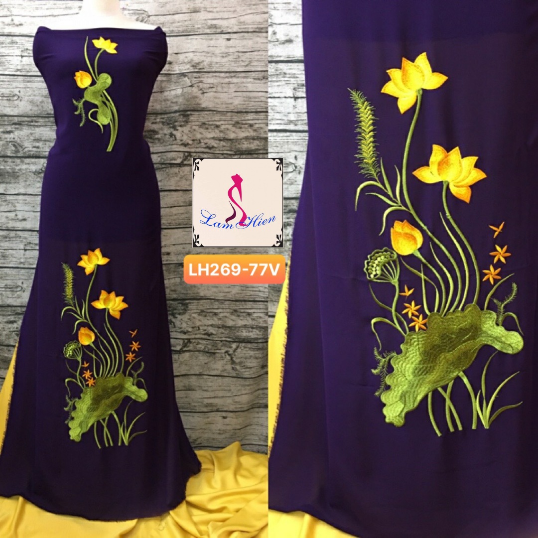Vải may áo dài bông thêu LH269