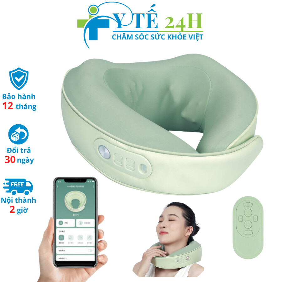 Gối massage cổ vai gáy chữ u beame u-100, máy mát xa cổ cao cấp với 3 mức nhiệt chườm nóng