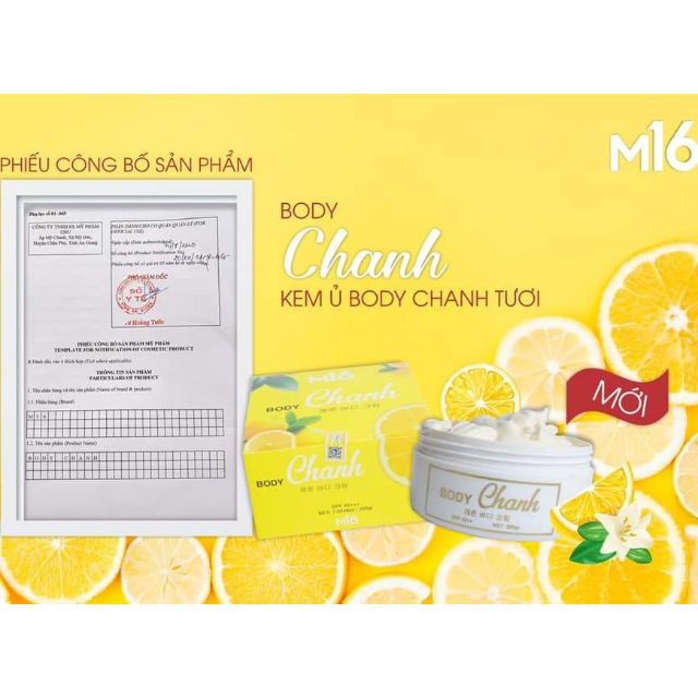 Kem Body Ủ Chanh Tươi M16 TRẮNG DA BẬT TONE NGAY SAU KHI SỬ DỤNG