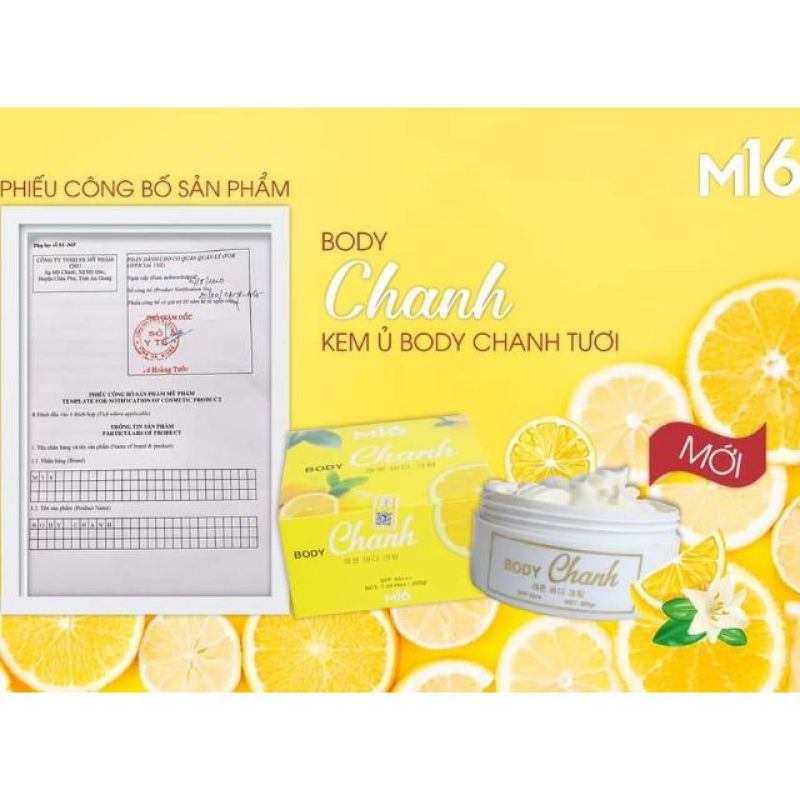 Kem Body Ủ Chanh Tươi M16 TRẮNG DA BẬT TONE NGAY SAU KHI SỬ DỤNG giá rẻ