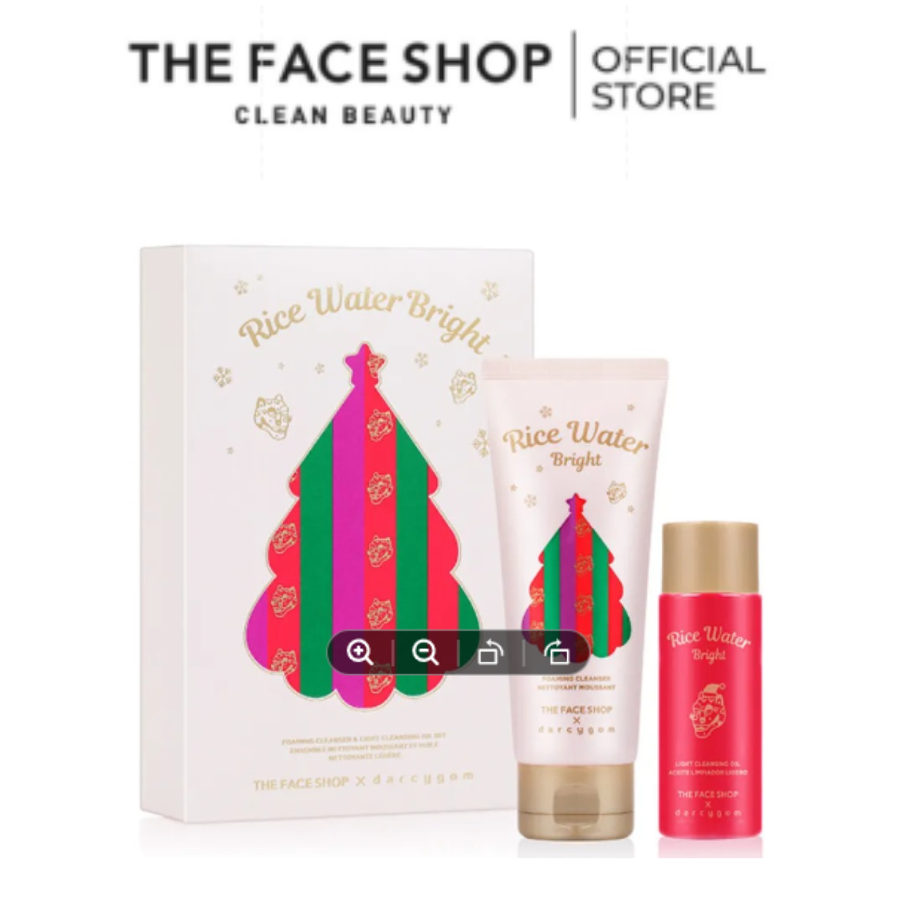Bộ sữa rửa mặt và tẩy trang làm sạch sáng da face shop darcygom rice water bright cleansing duo 2pc