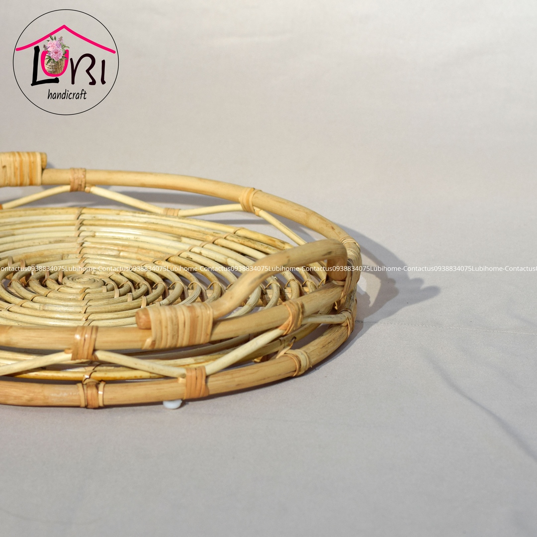 Round rattan trays - set of 3