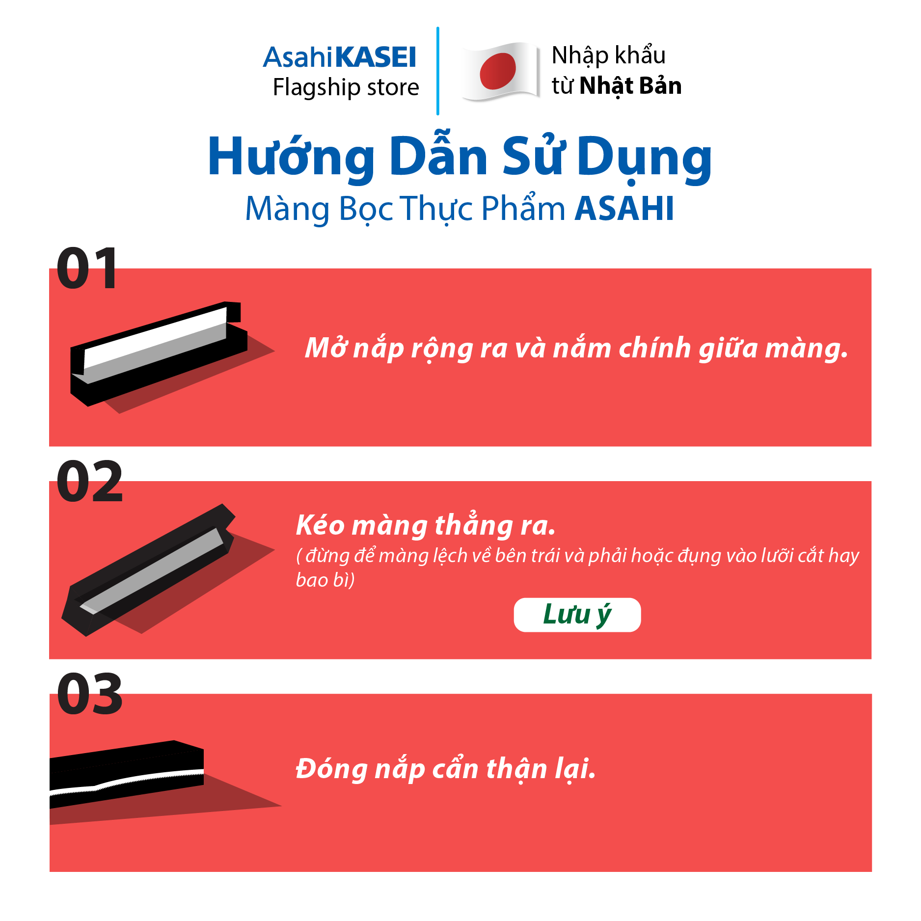 Combo 5 Màng bọc thực phẩm Nhật Bản Asahi Wrap 30cm x 20m