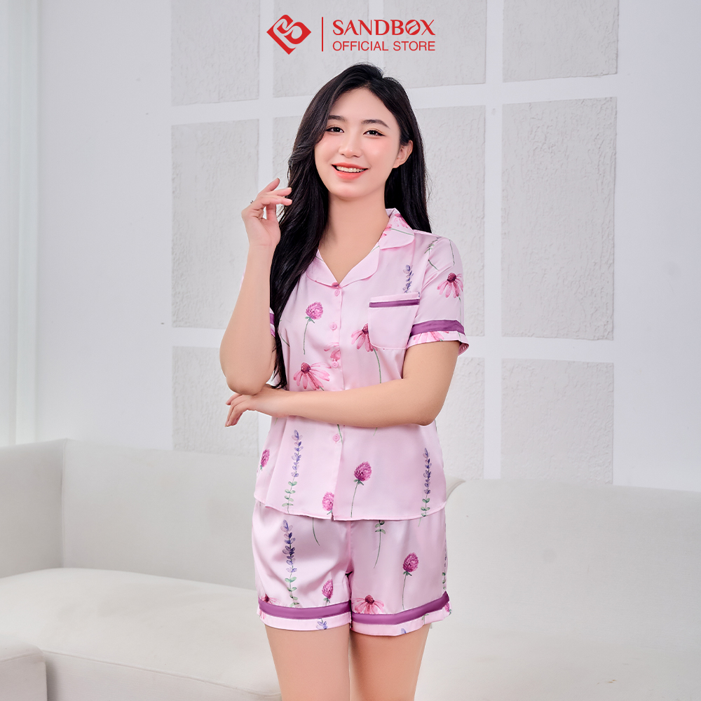 Đồ bộ nữ, pijama sandbox thiết kế quần đùi, áo cộc chất lụa latin nhật cao cấp, mềm mịn