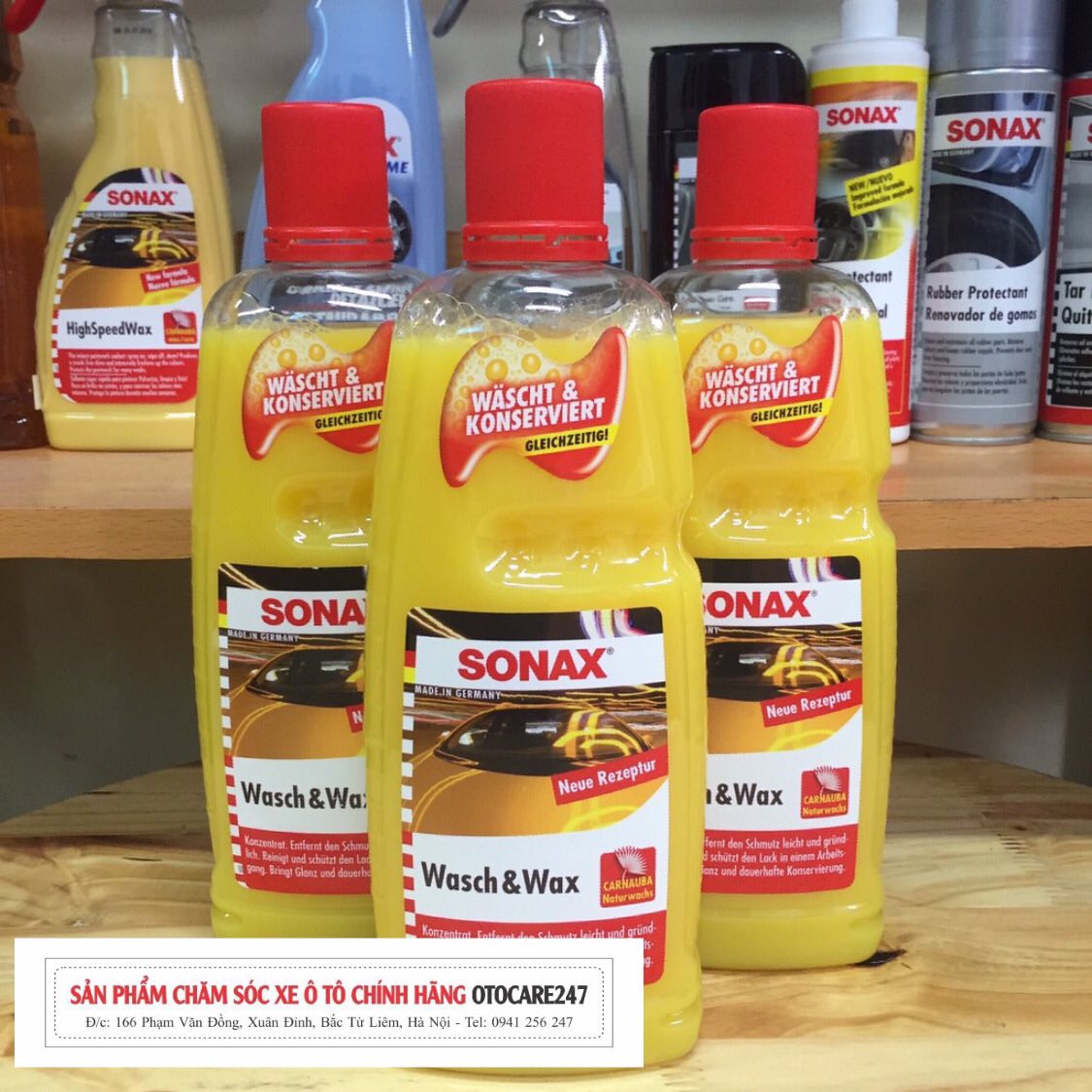 [TẶNG KHĂN LAU XE] NƯỚC RỬA XE SIÊU BÓNG SONAX WASH & WAX 1000ML (VÀNG)