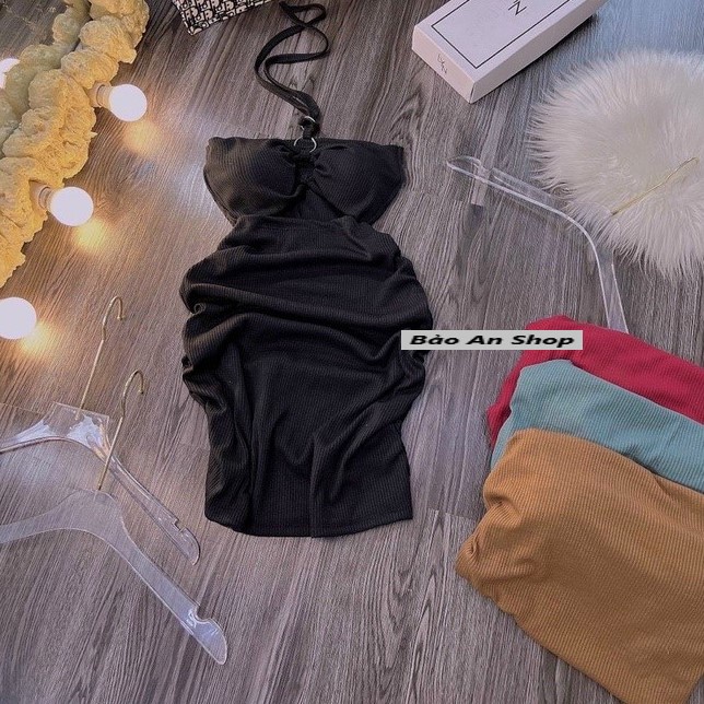 Đầm body 3 khoen gân len from ngắn (có mút )
