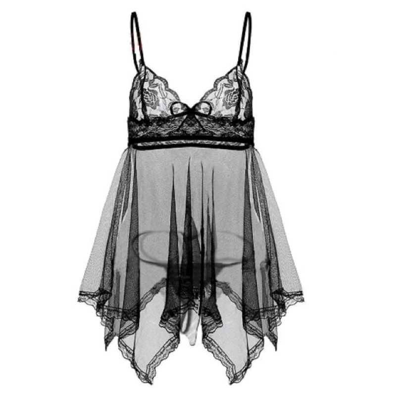 Váy ngủ ren 2 dây xuyên thấu sexy Ms001 + tặng kèm chip BaoQuyen Boutique