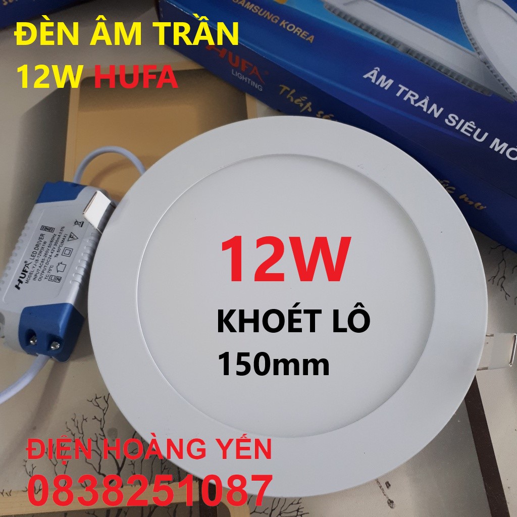 Đèn led panel âm trần siêu mỏng 12w - hufa