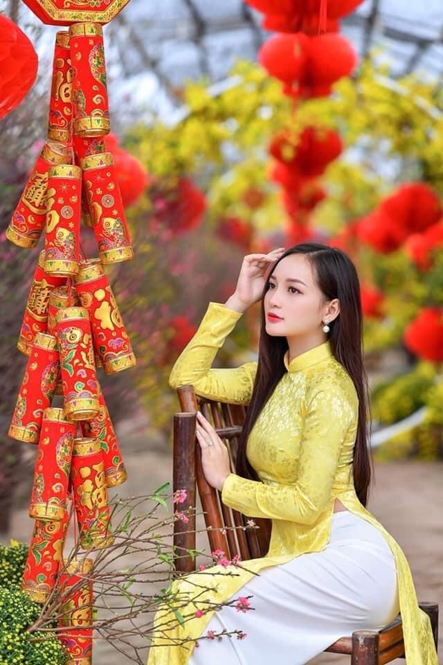 (Xả lẻ size) Áo dài gấm tơ hoa nhí vải mềm