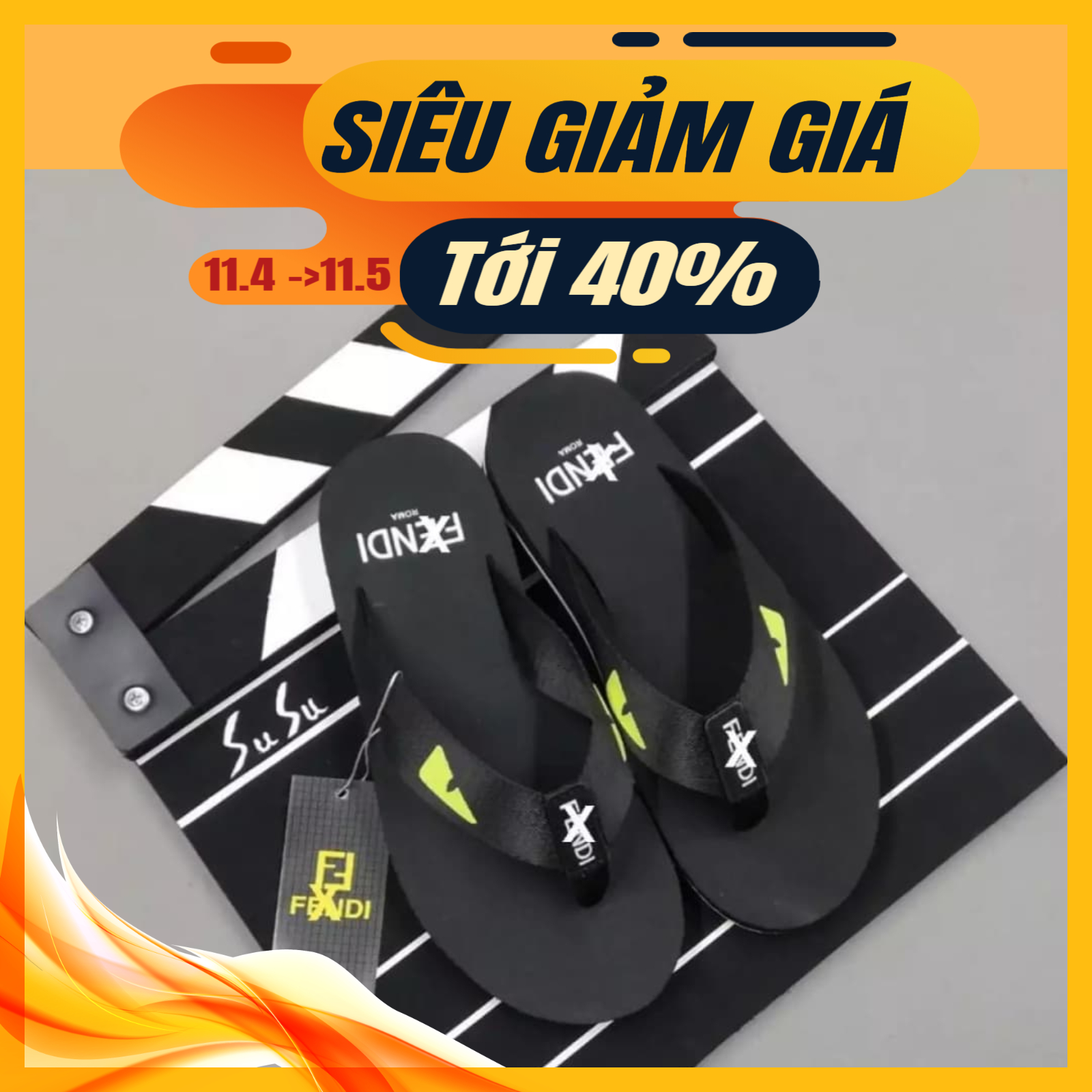 Dép kẹp nam mắt cáo F.D ( Màu Cam)