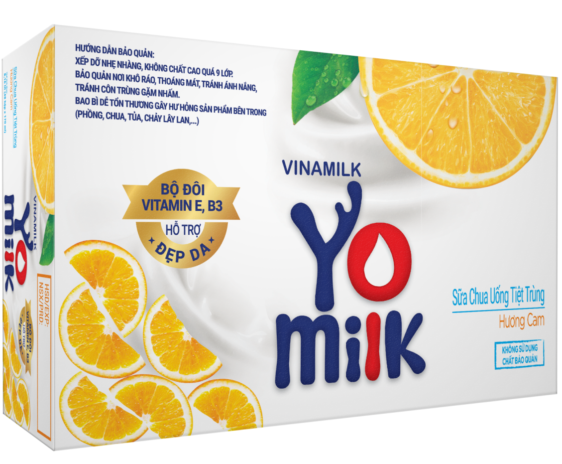 Thùng 48 hộp sữa chua uống hương cam Yomilk - hộp giấy x 170ml
