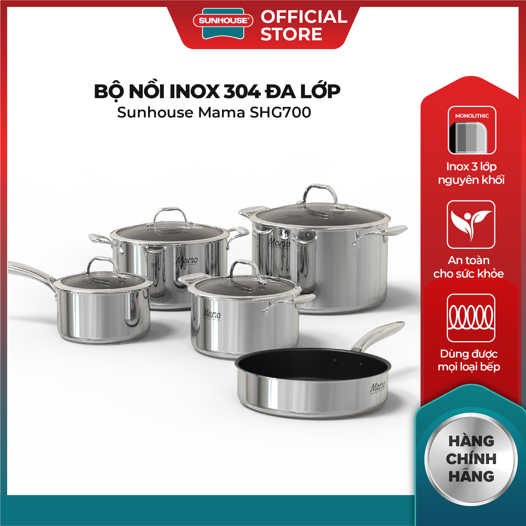 Bộ nồi chảo chống dính cao cấp Inox…