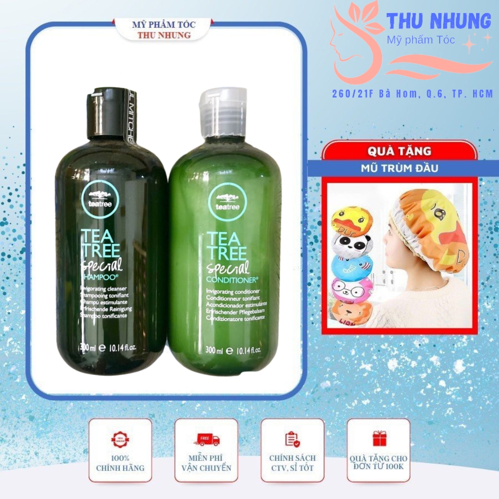 [+Tặng mũ trùm]Bộ dầu gội xả làm sạch gàu Paul Mitchell Tea Tree 300ml