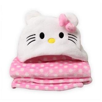 Chăn ủ lông hình thú Kitty hồng cho bé gái