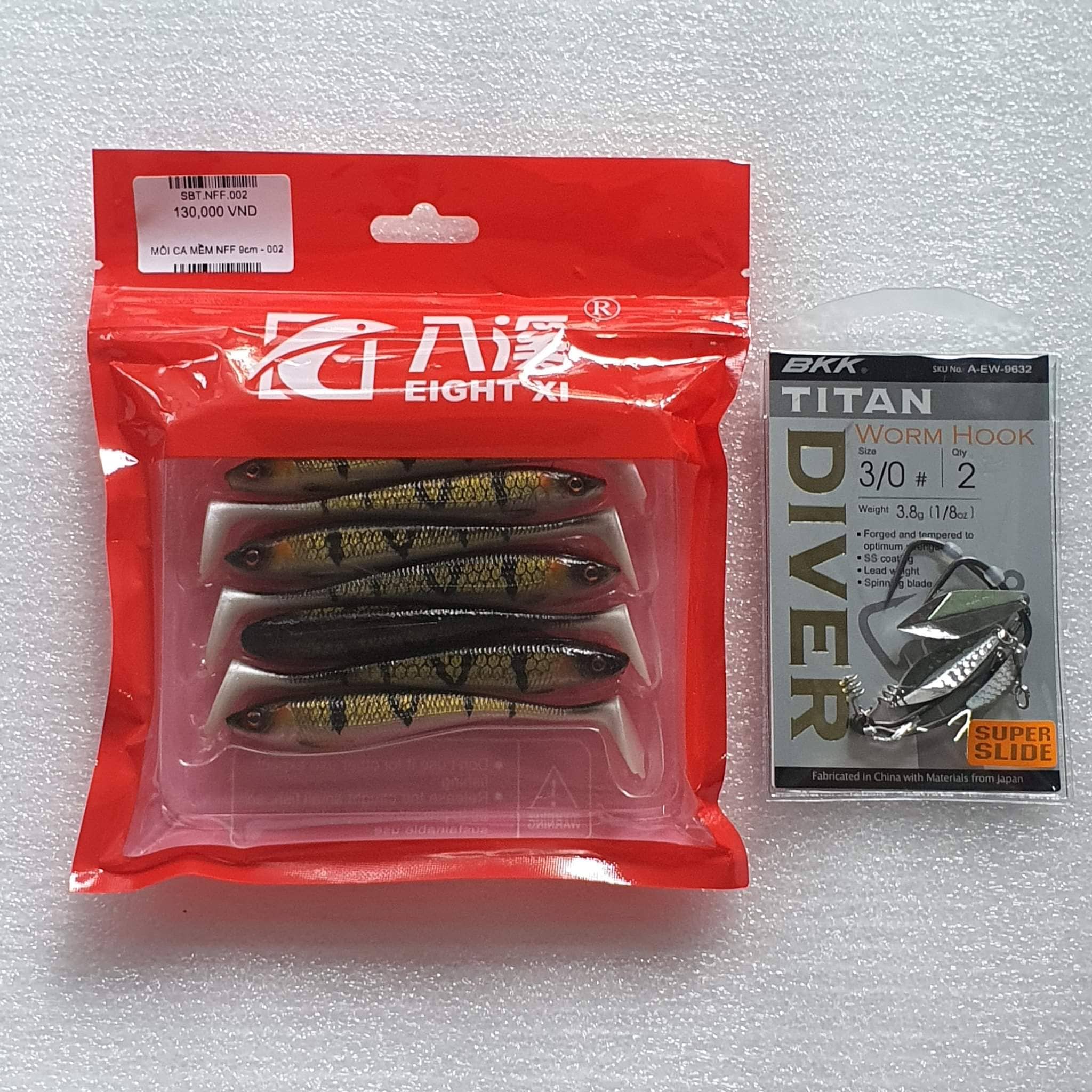 Combo Lưỡi thìa Titan BKK + Body mồi mềm NFF 9cm