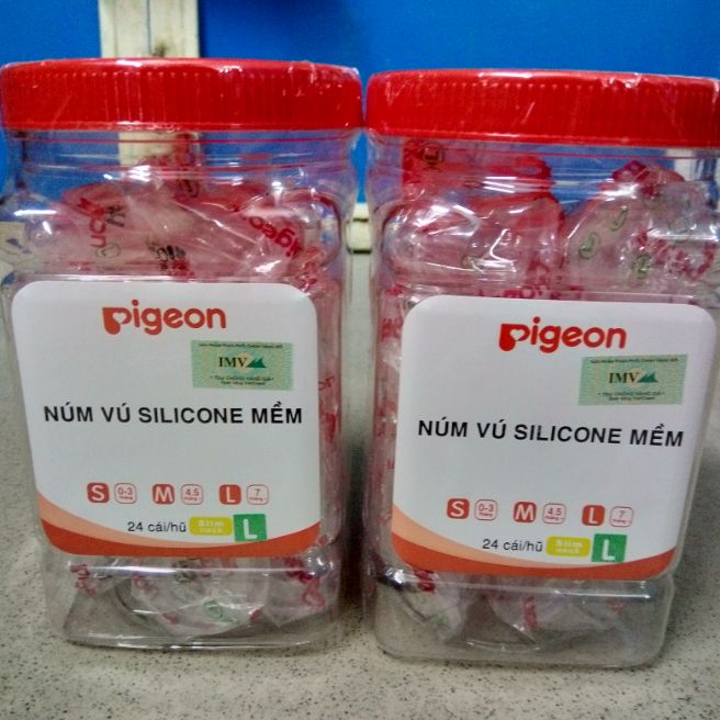 Núm vú Silicone cổ hẹp Pigeon size L