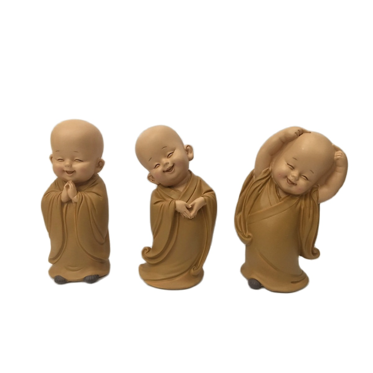 Bộ tượng 3 chú tiểu vui vẻ - 16.5cm
