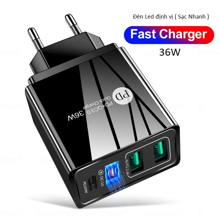 Củ sạc nhanh PD 20W iPhone Samsung 4 USB QC 3.0 PD 3.0 Type C