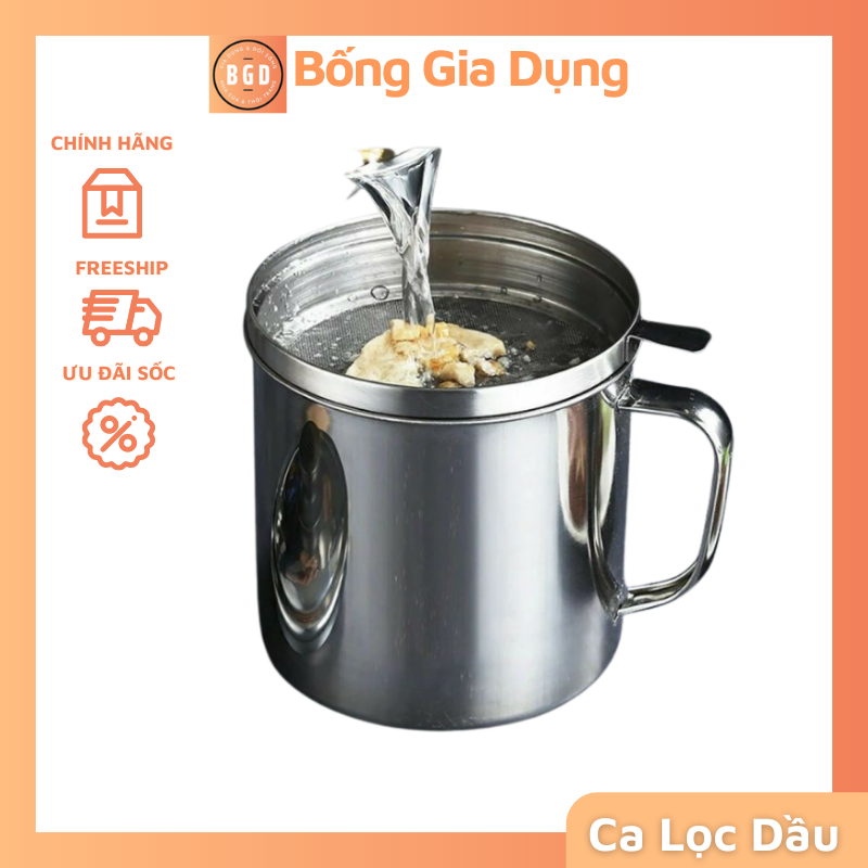 Ca lọc cặn dầu ăn mỡ inox 304 dung tích 1,2 lít