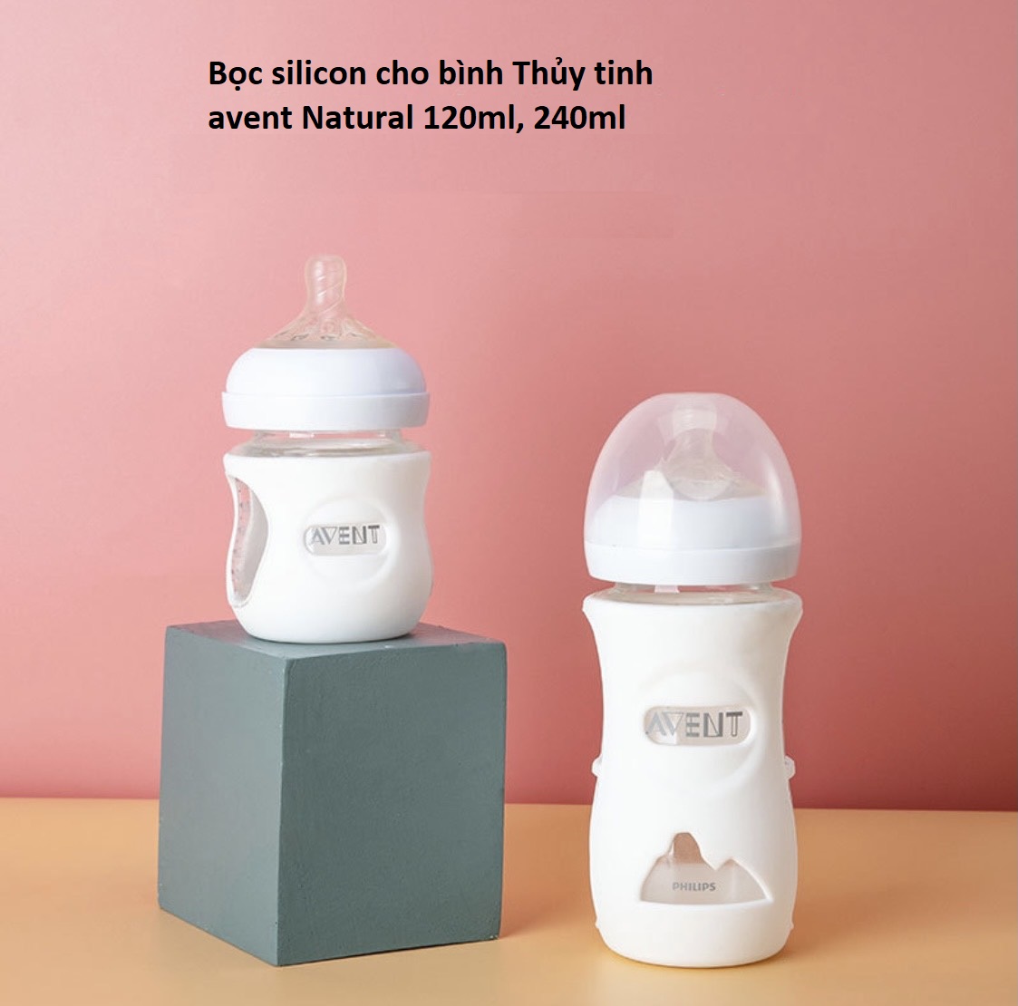 Bọc Silicon Cho Bình Sữa Avent Thủy Tinh cổ rộng (bình avent Natural)