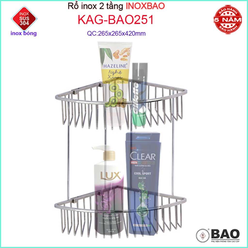 Kệ phòng tắm cao cấp Inox SUS304, kệ đựng gia vị nhà bếp Inox Bảo KAG-BAO251