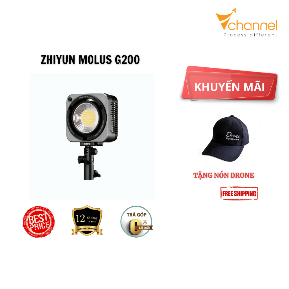 Đèn zhiyun molus g200 bi-color mini cob monolight – bảo hành 12 tháng –