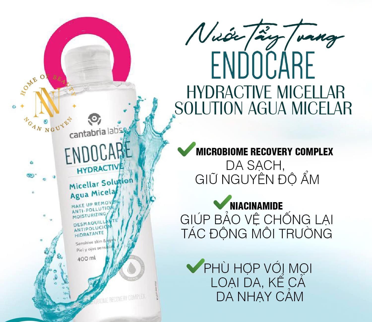Nước Tẩy Trang Endocare Hydractive Micellar Solution Agua Micelar 400ml