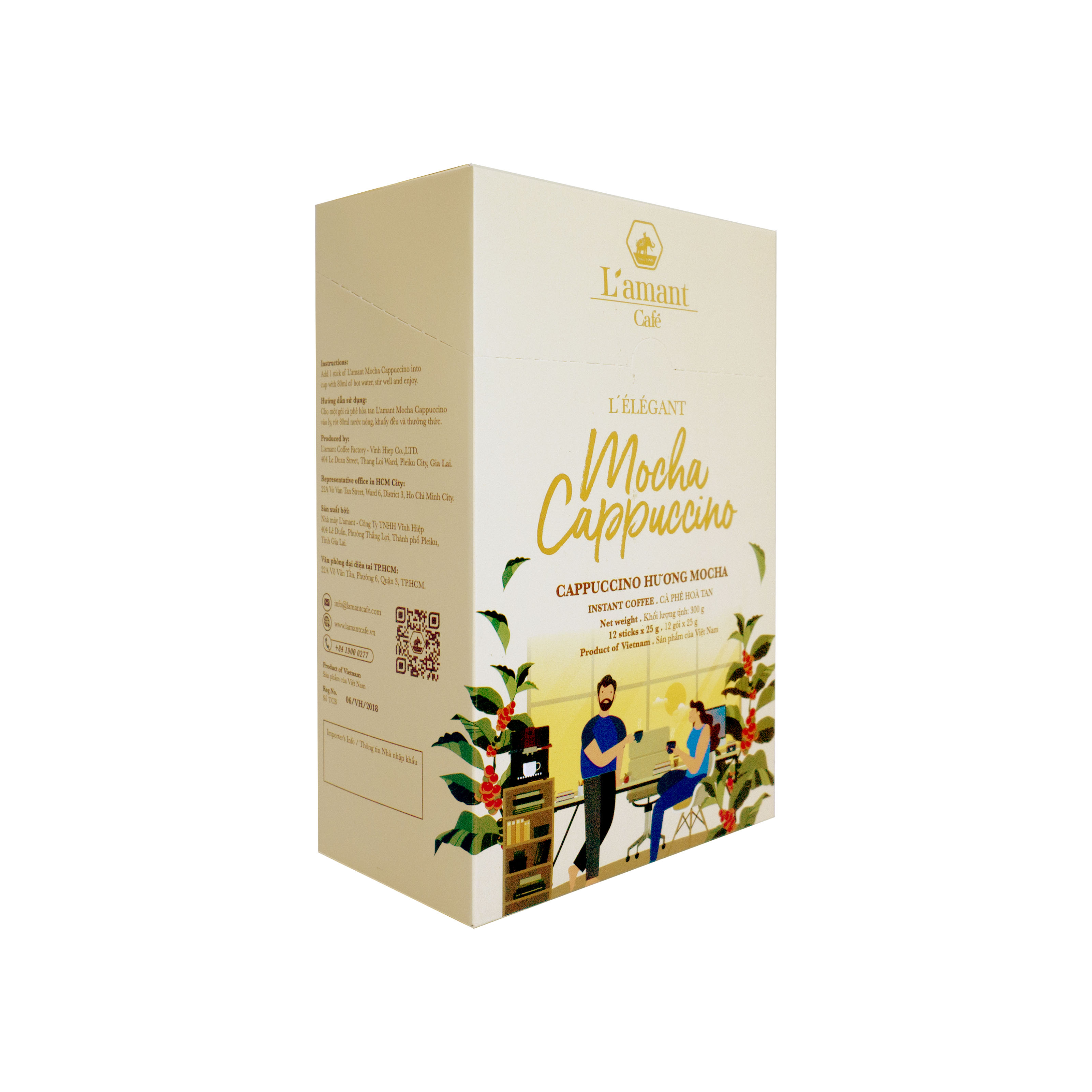[New] Low-Sweet Instant Cappuccino Chocolate Coffee – Rich Cocoa Flavor, Smooth Milk Foam