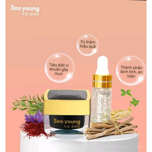 Combo kem face + serum mụn Lục Tảo Soo young (chính hãng)