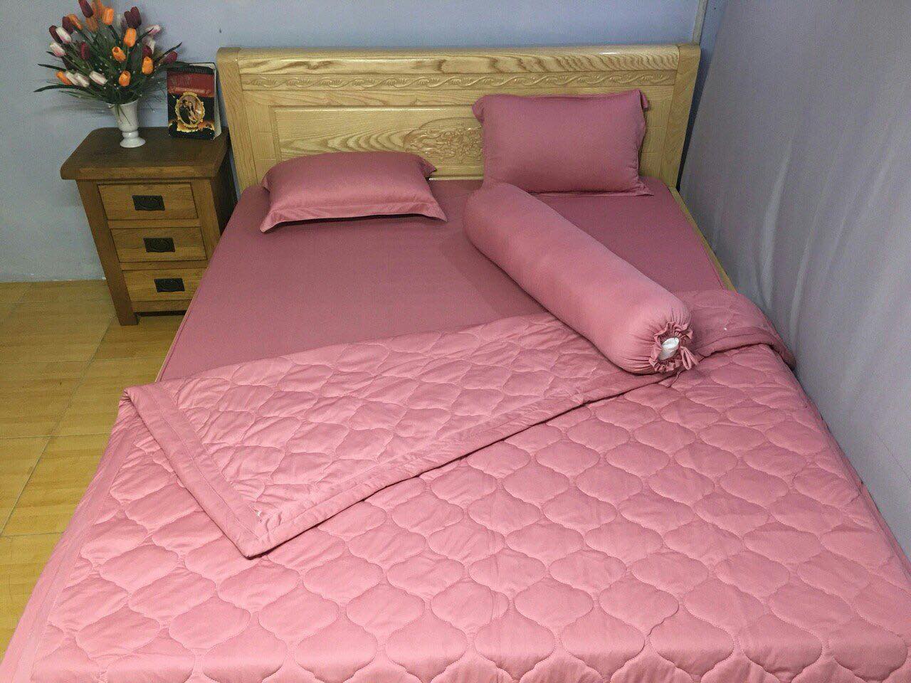 Bộ ga nệm drap thun Hàn size  1m8*2m nệm cao  20-28cm( 1 ga nệm , 2 vỏ gối nằm, 1 vỏ gối ôm)