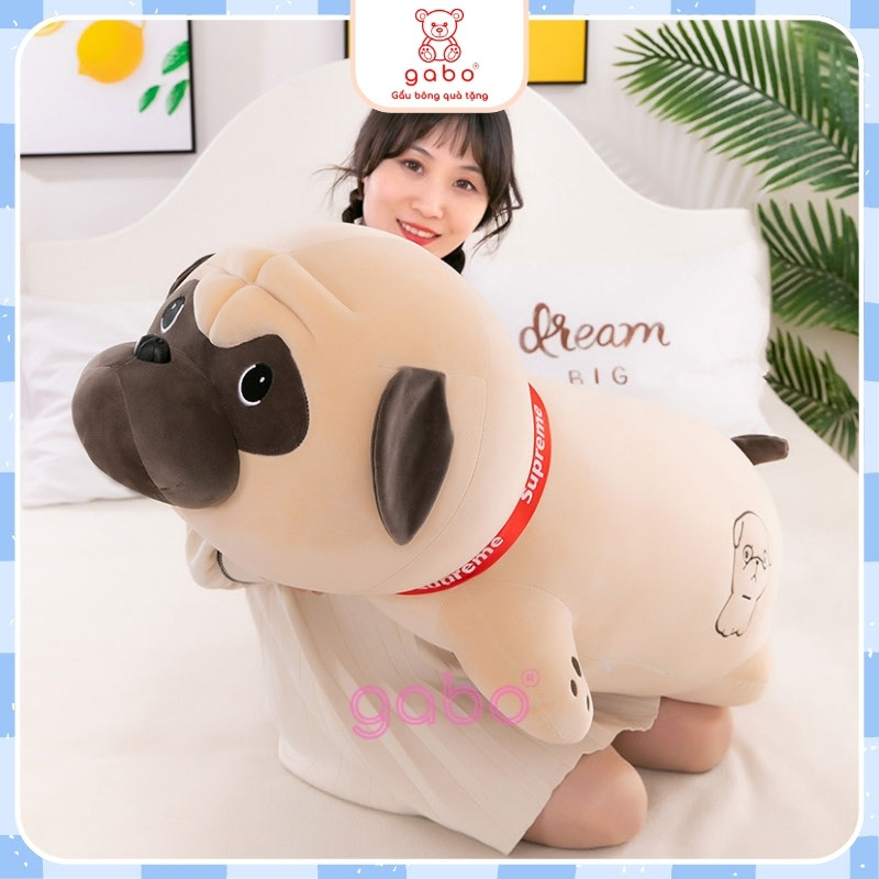 gấᴜ Bông Chó Pug Nằm, Gối ôm chó pulldog mặt nhăn siêu mềm