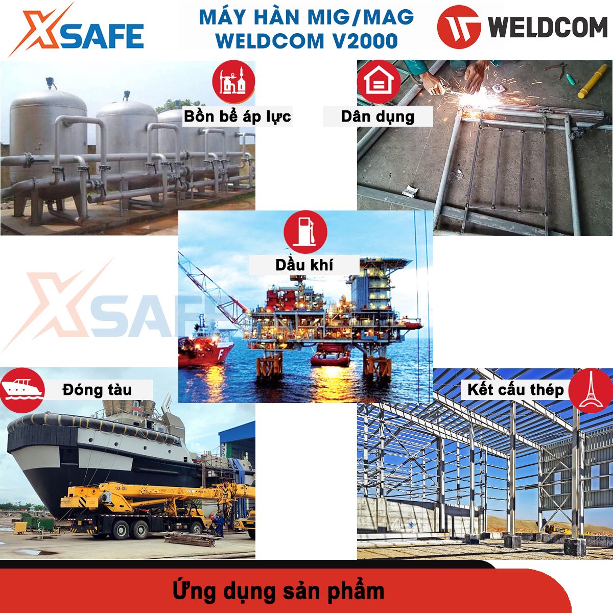 Welding machine MiG weldcom V2000 multi function welding MiG, Tig, Rod, circle nice welding ngấu deep, easy cleaning slag after welding-genuine-xsafe