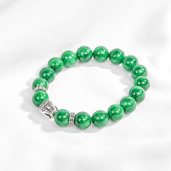 [HCM]Vòng đá cẩm thạch sơn thủy phối charm phật bạc