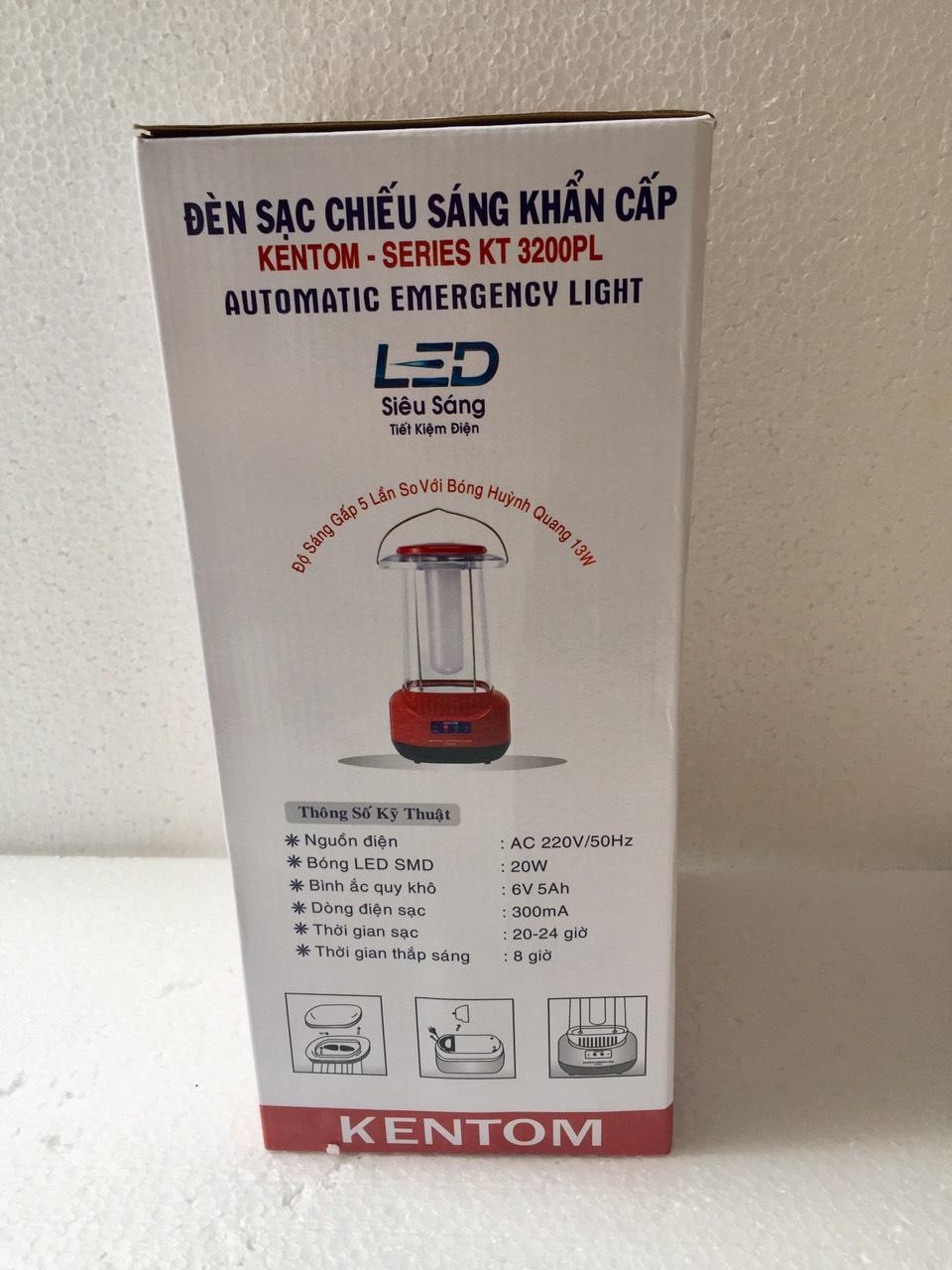 [NTT] Đèn sạc chiếu sáng khẩn cấp Kentom KT 3200PL bóng led (Đỏ)