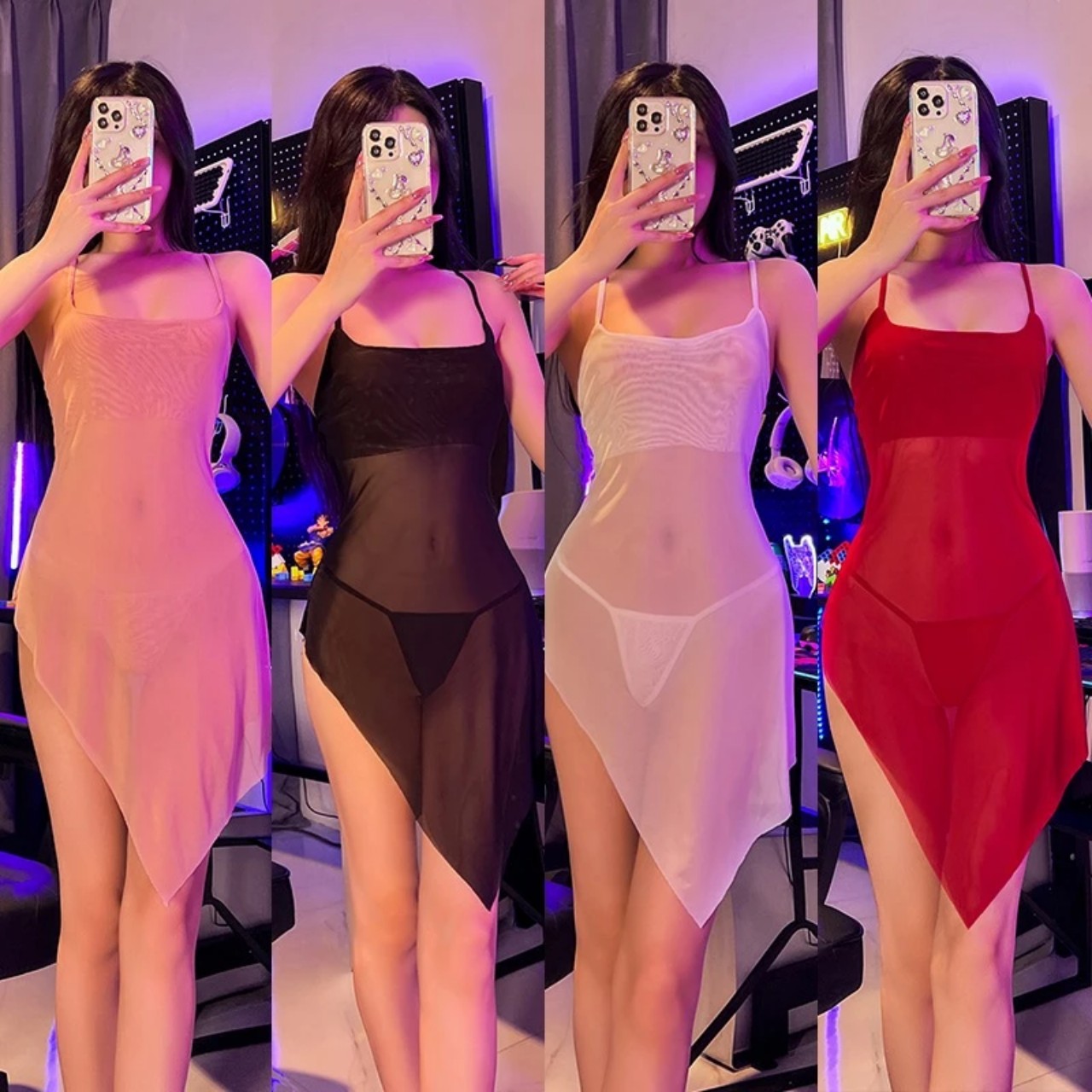 298 double-strap cross-grain lace nightdress