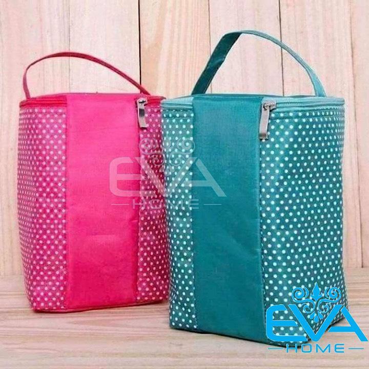 [HCM]Túi Giữ Nhiệt Văn Phòng Chấm Bi 2 Lớp Loại Lớn