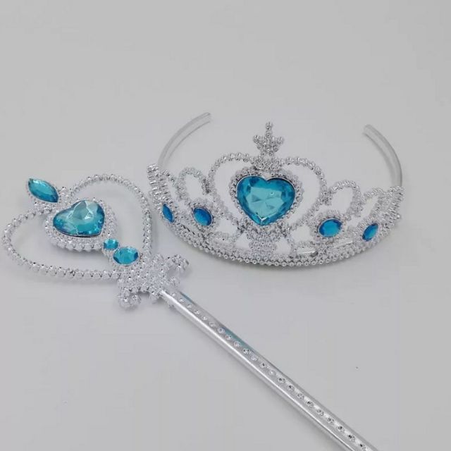 Set phụ kiện elsa bé gái vương niệm & cây phép j179