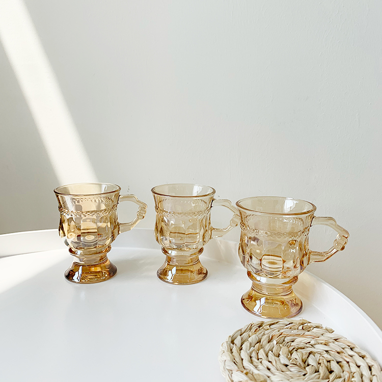 Cốc/ Ly thủy tinh vintage phong cách retro Hàn Quốc