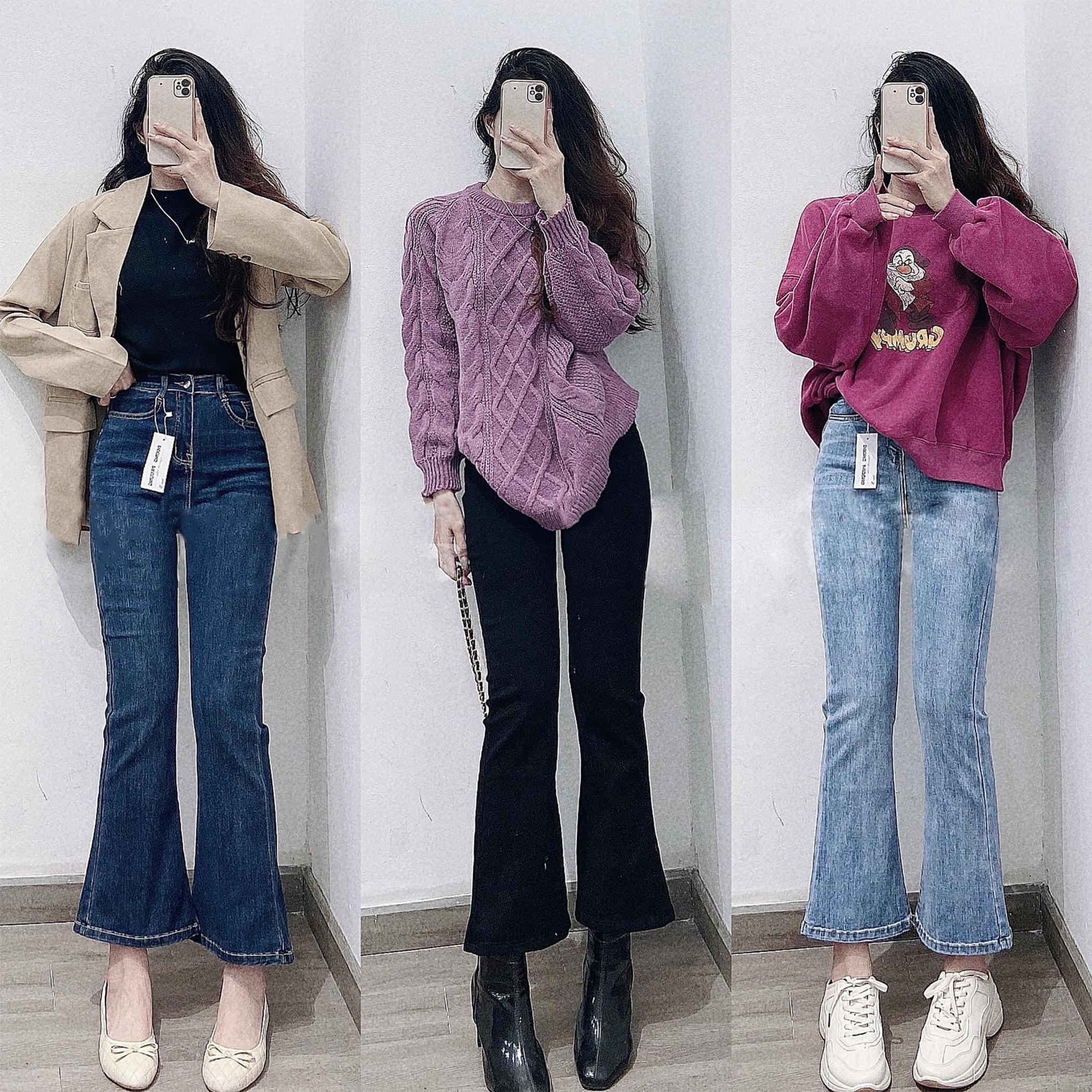 Quần jean ống loe dài 93cm - leda