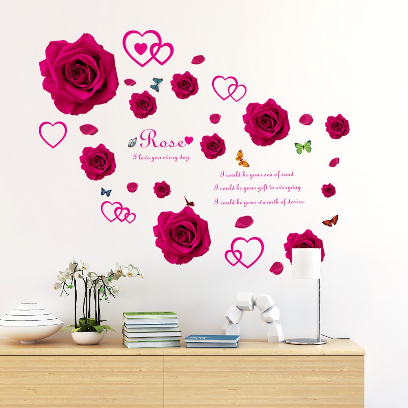 DECAL DÁN TƯỜNG HOA HỒNG ĐỎ ROSE