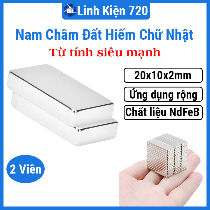 Bộ 2 viên nam châm đất hiếm 20x10x2mm