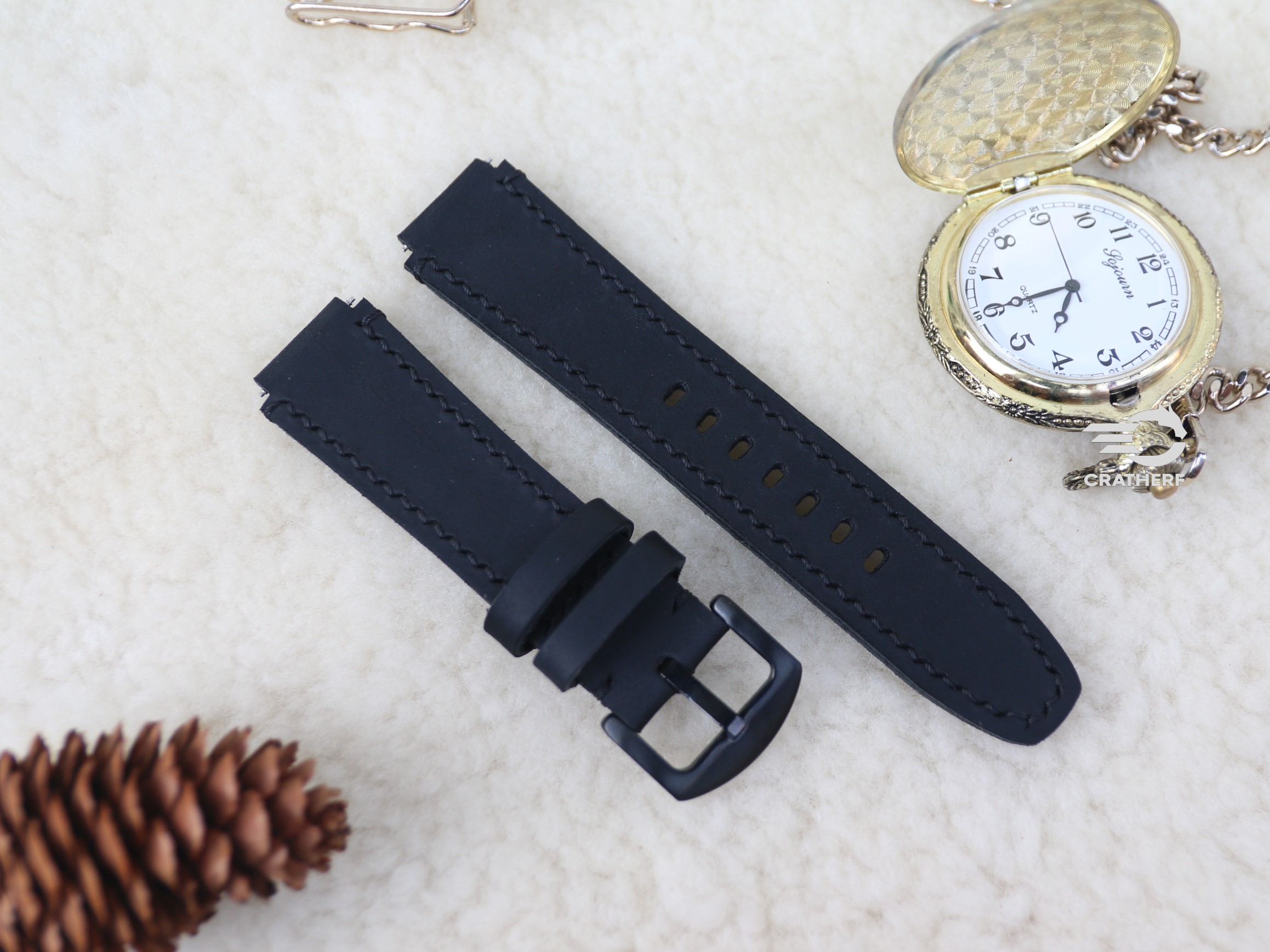 Dây da thay thế đồng hồ Casio AE1200 da bò sáp handmade
