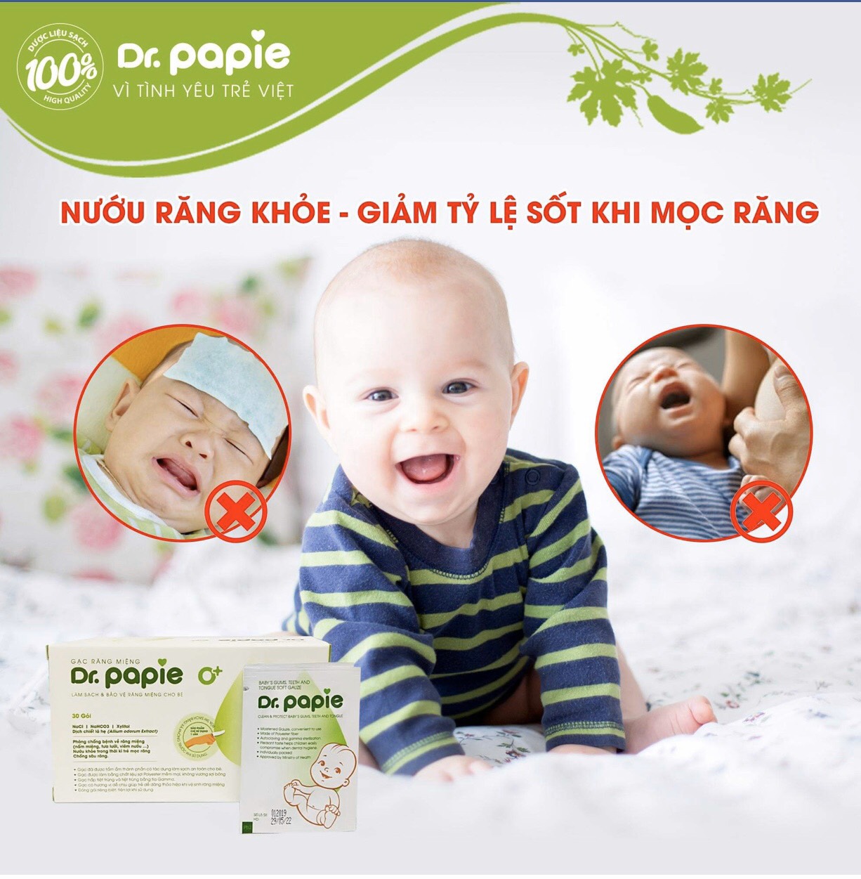 [DATE T08/27]Gạc Rơ Lưỡi Vệ Sinh Răng Miệng Cho Bé Dr Papie