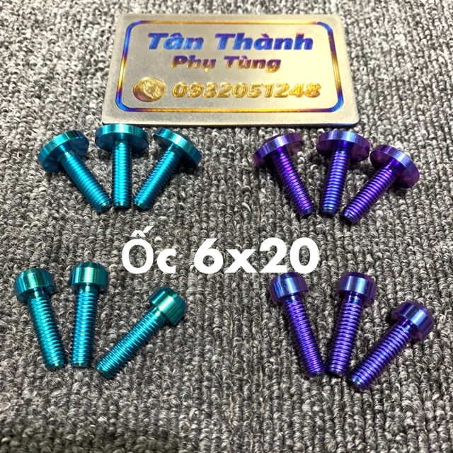 Ốc Titan GR5 6x20 xanh tím, lục bảo - đầu dù, đầu trụ