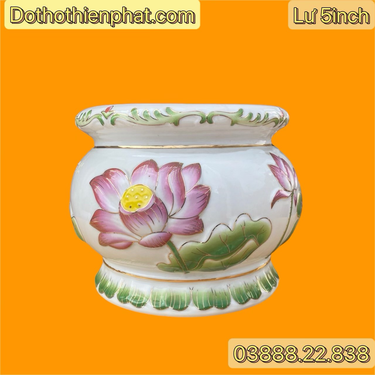 LƯ HƯƠNG BẠCH NGỌC SỨ HOA SEN NỔI NHIỀU KÍCH CỠ