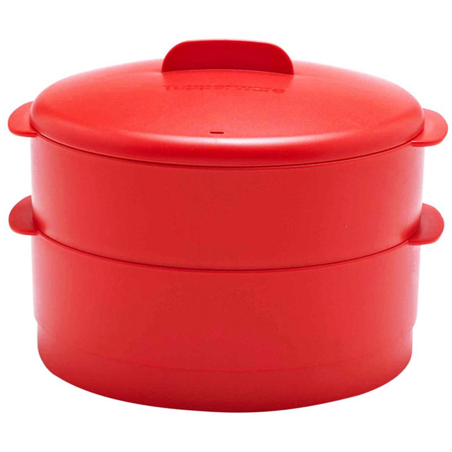 [ TUPPERWARE ] XỬNG HẤP 2 TẦNG ( màu đỏ )-TẶNG 1 DỤNG CỤ GỌT VỎ